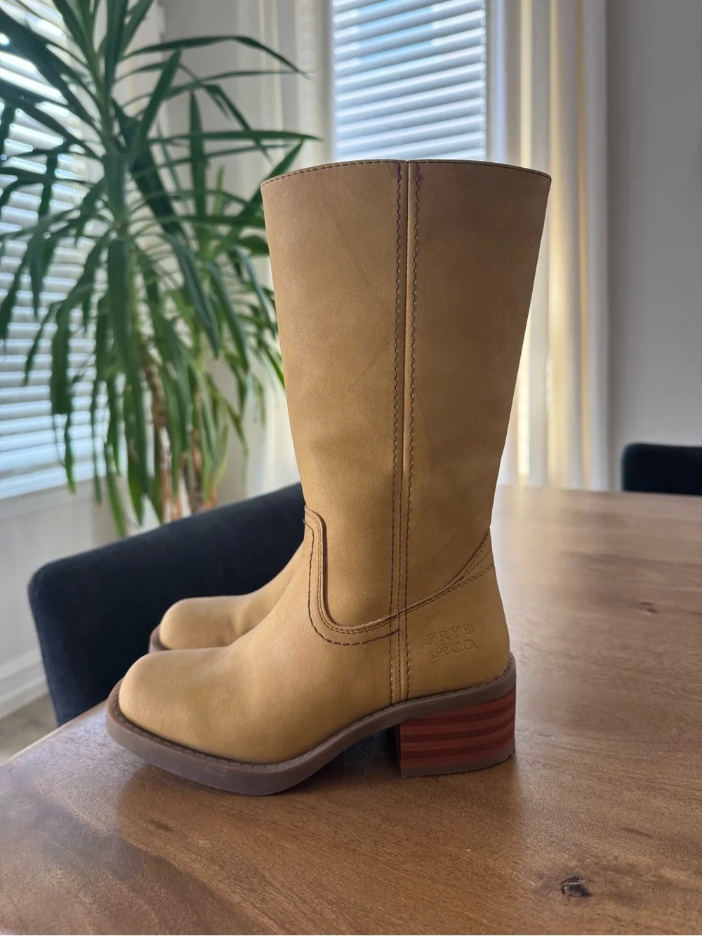 Girls Tall Tan Leather Boots